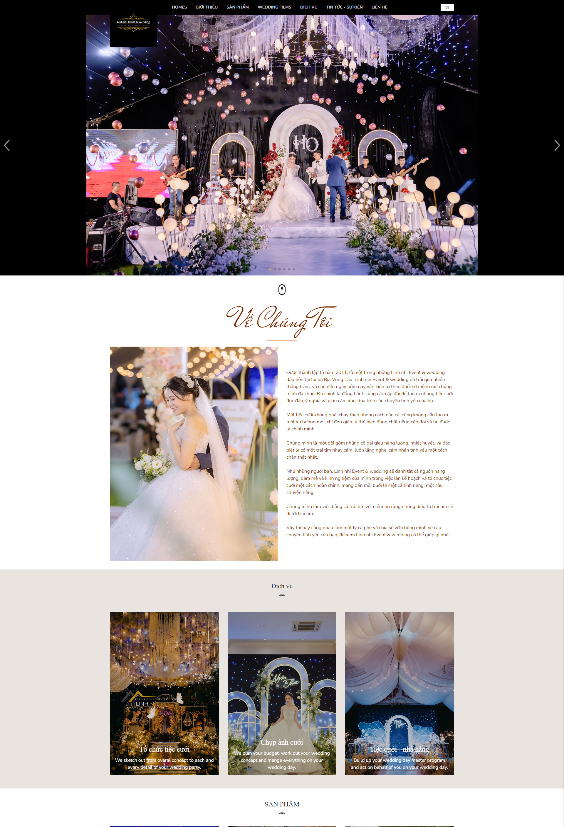 Mẫu thiết kế website trung tâm tiệc cưới